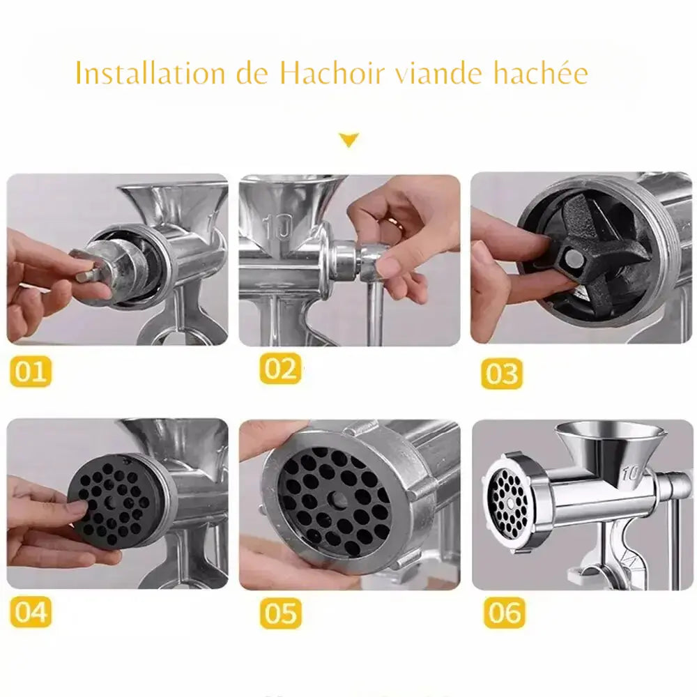 Hachoir à viande haché manuel installation