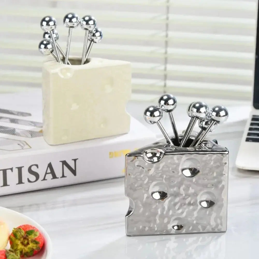 Mini fourchettes à fromage blanc et couleur argent