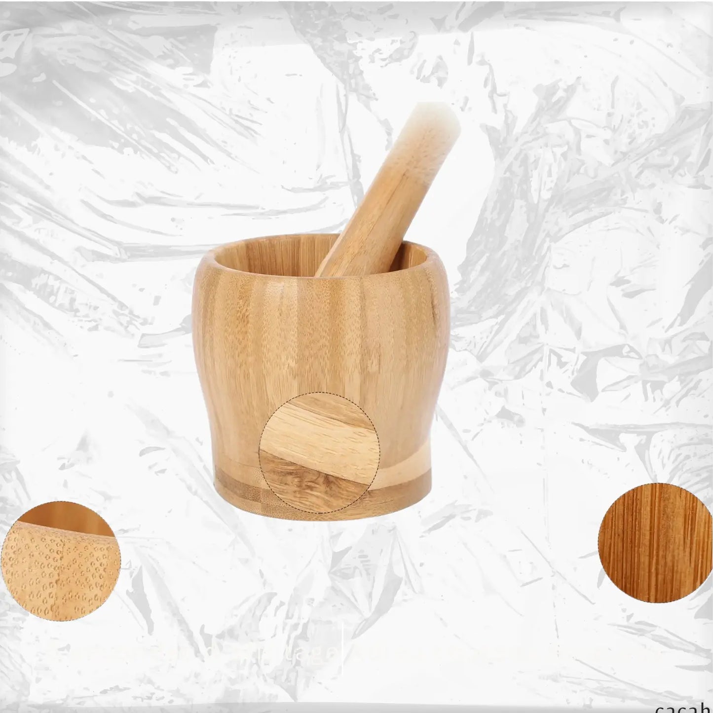 Mortier Pilon Bambou Ail textures