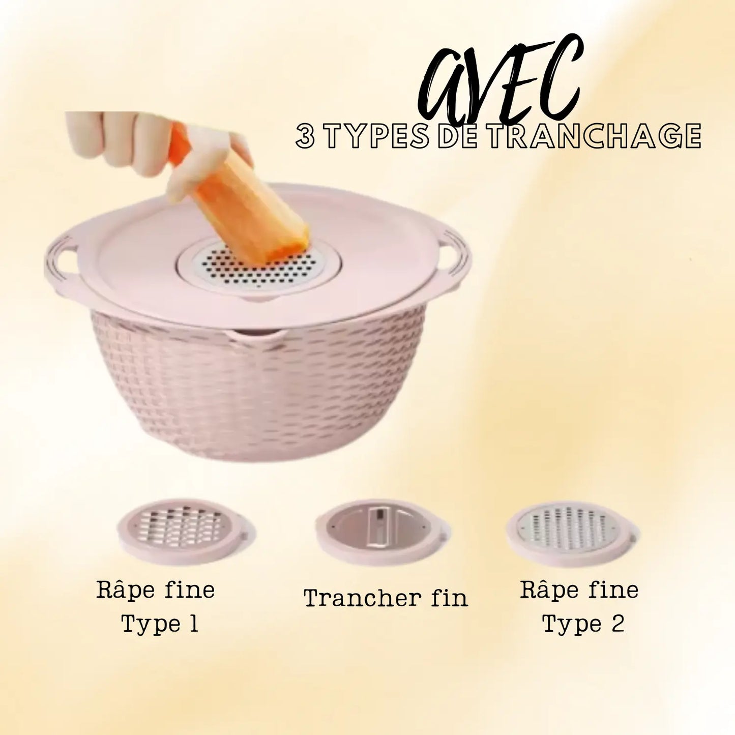 Passoire double couche 3 types râpes