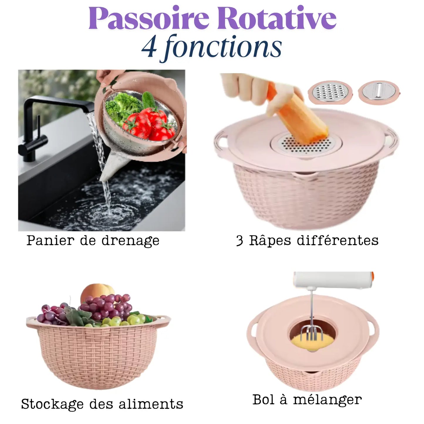 Passoire double couche 4 fonctions