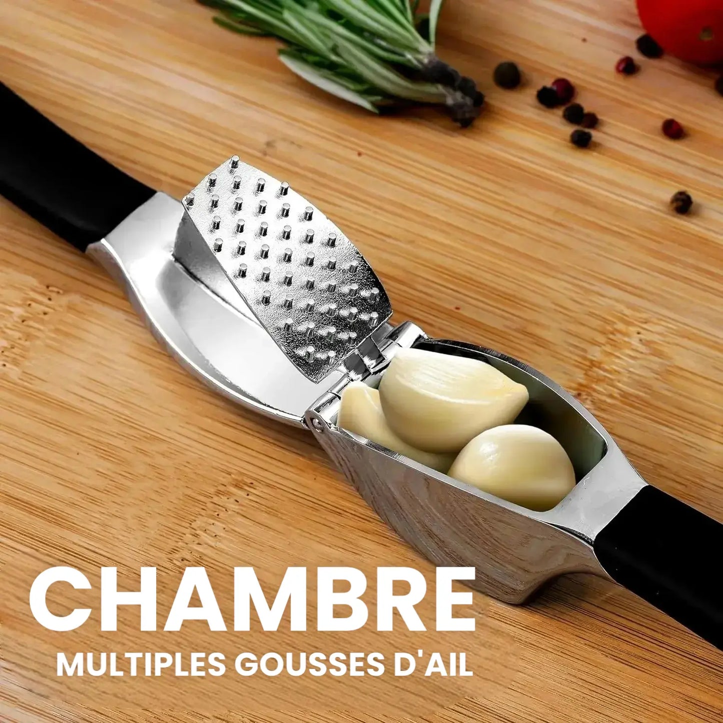 Presse ail poignées caoutchouc chambre multiples