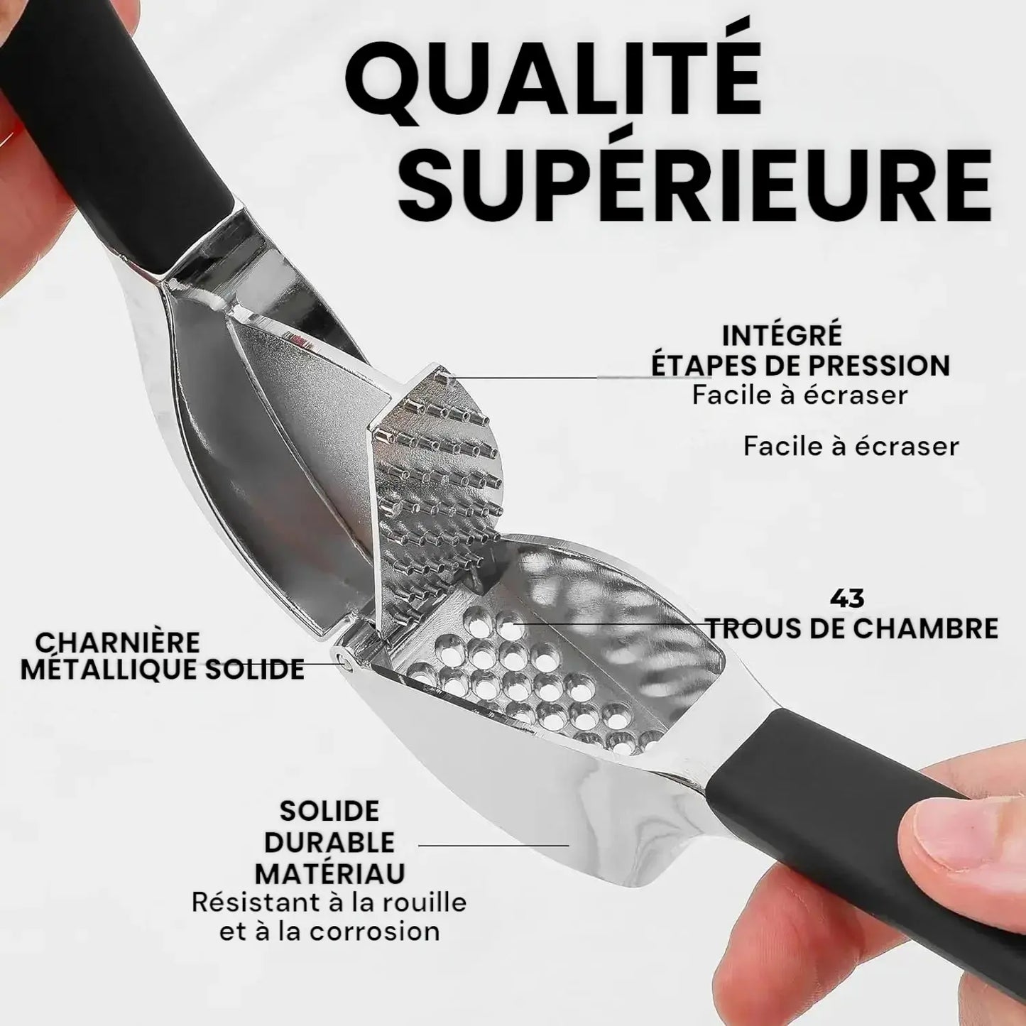 Presse ail poignées caoutchouc qualite superieure