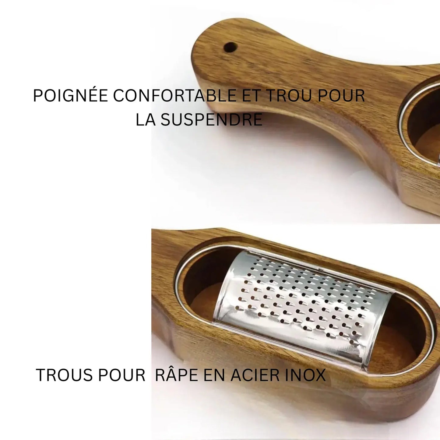 Râpe à fromage en Acacia Collecteur specs