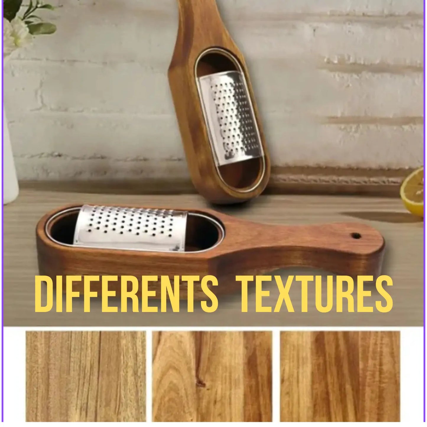 Râpe à fromage en Acacia Collecteur texture