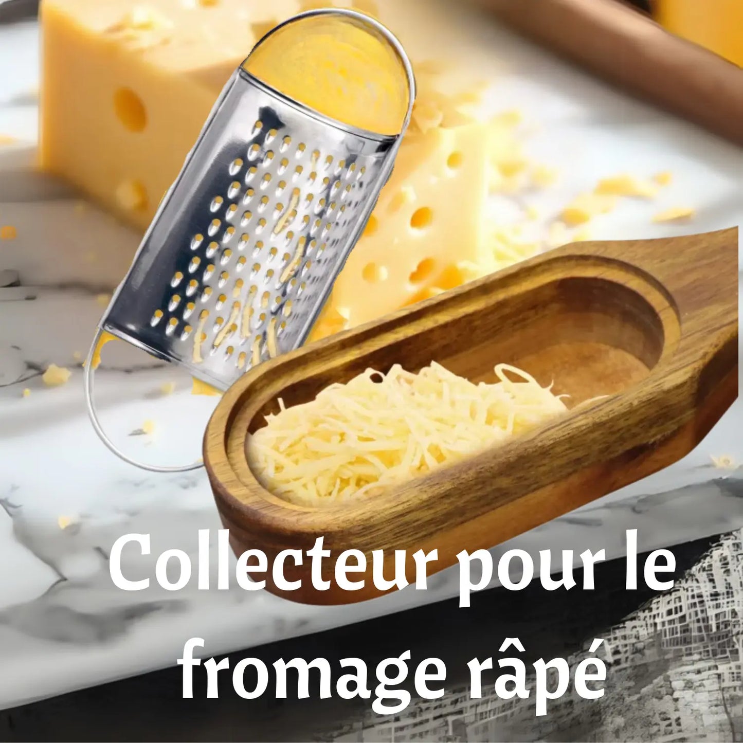 Râpe à fromage en Acacia Collecteur