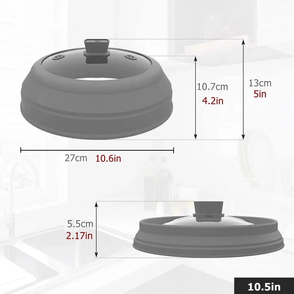 Microwave Splatter Cover Glass Microwave Cover for Food 10.5inch Foldable Microwave Plate Cover Silicone Splash Guard Food Cover Paradis Cuisine
