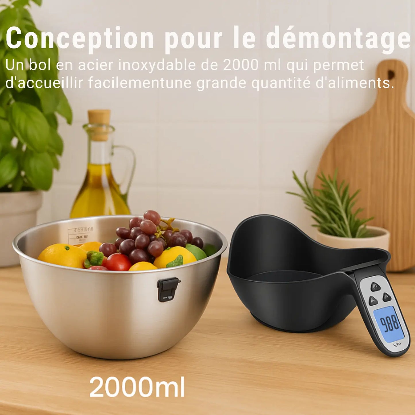 Digital Kitchens Scale with Bowl Weight Scale Stainless Steel/Plastic Food Scale Kitchen Scale With Graduated Scale ml/oz Bowl Paradis Cuisine
