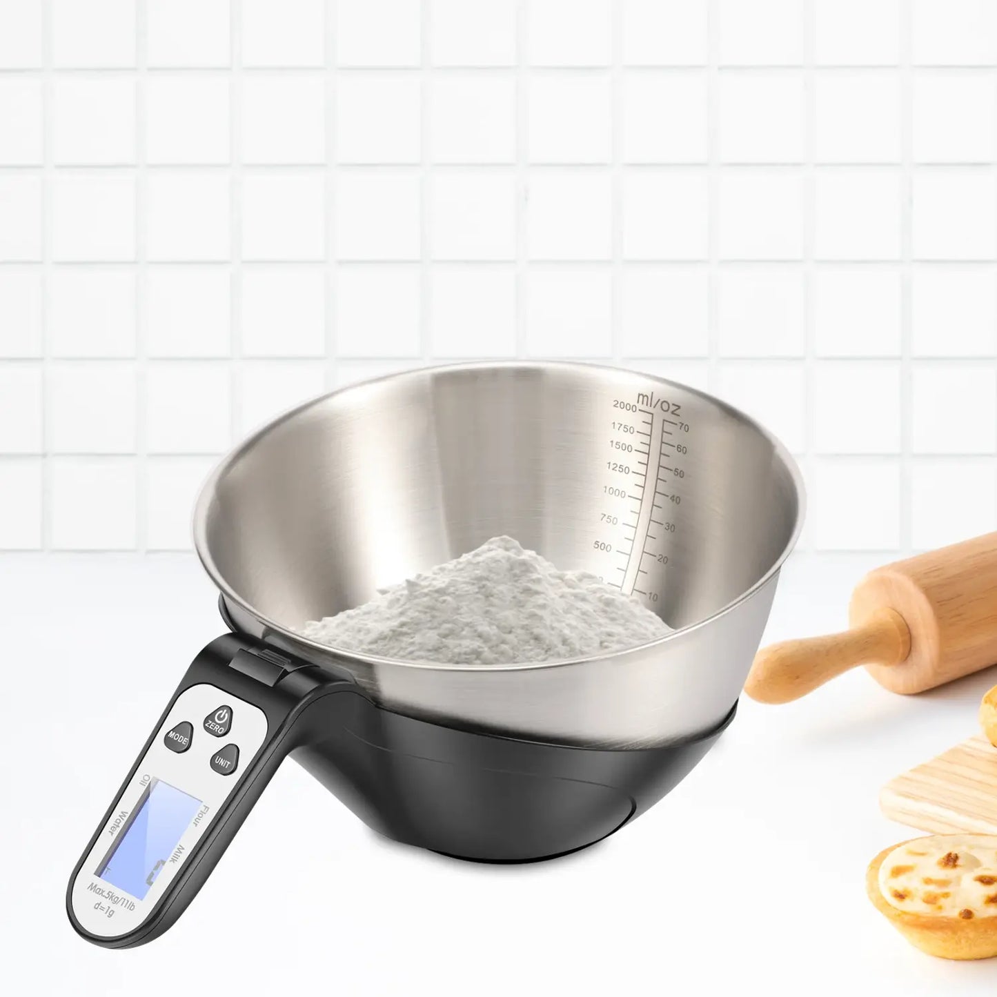 Digital Kitchens Scale with Bowl Weight Scale Stainless Steel/Plastic Food Scale Kitchen Scale With Graduated Scale ml/oz Bowl Paradis Cuisine