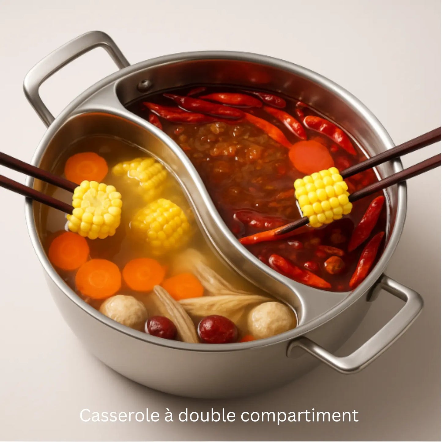 316 Stainless Steel 32cm Divided Hot Pots Fondue Chinese Soup Hotpots Induction Cooker Cooking Pot Twin Divided Paradis Cuisine