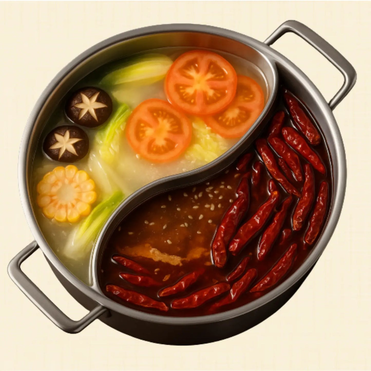 316 Stainless Steel 32cm Divided Hot Pots Fondue Chinese Soup Hotpots Induction Cooker Cooking Pot Twin Divided Paradis Cuisine