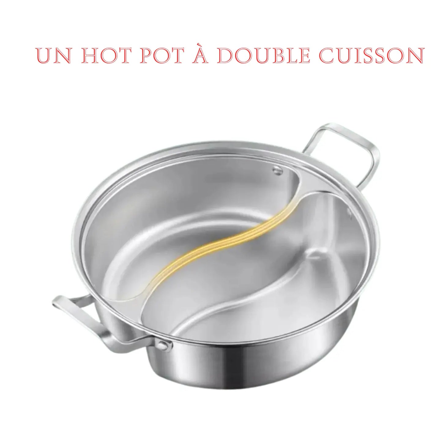 316 Stainless Steel 32cm Divided Hot Pots Fondue Chinese Soup Hotpots Induction Cooker Cooking Pot Twin Divided Paradis Cuisine