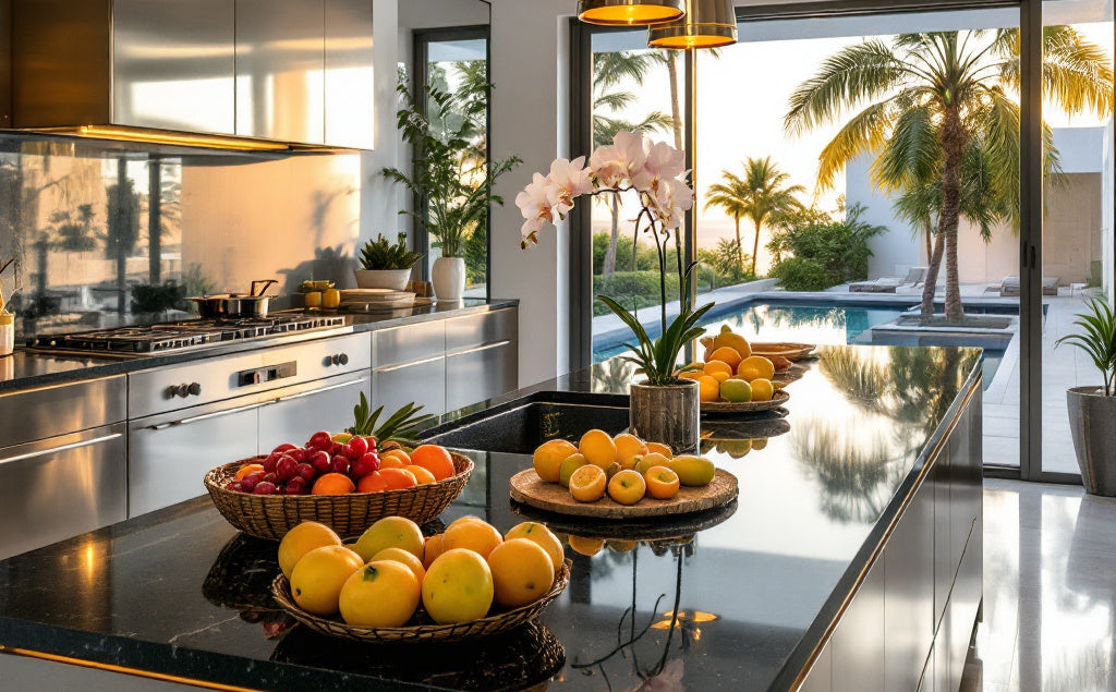 A modern  and  luxurious kitchen