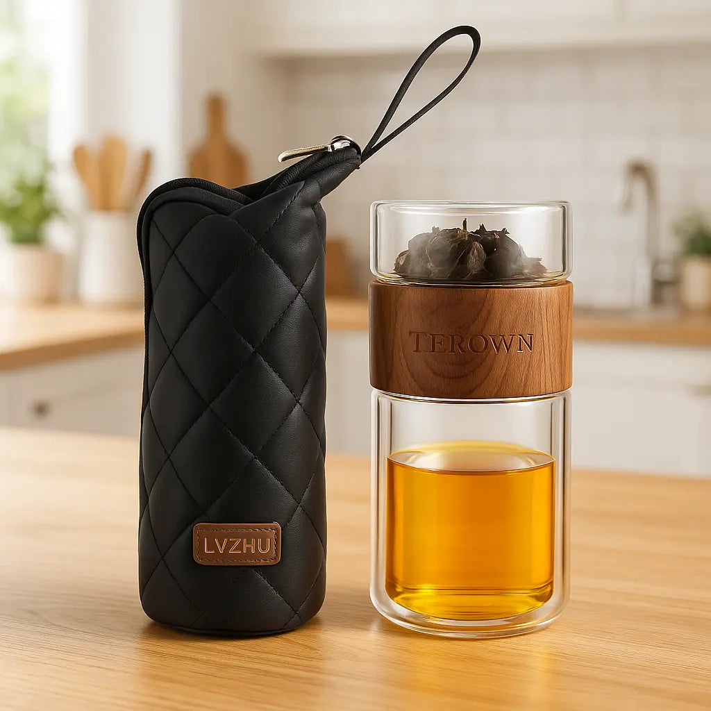 Bouteille en verre d eau de the etapes - Paradis Cuisine