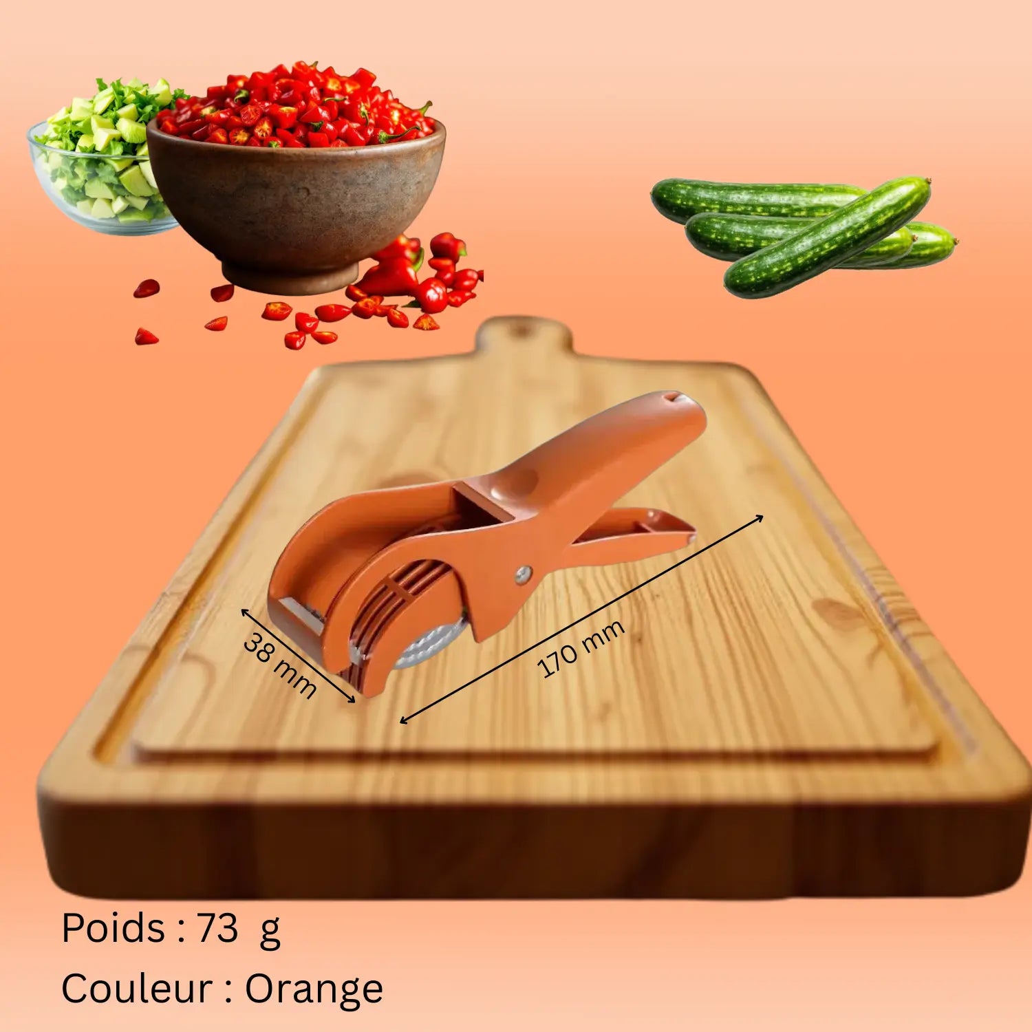 Coupe légumes multifonction orange dimensions