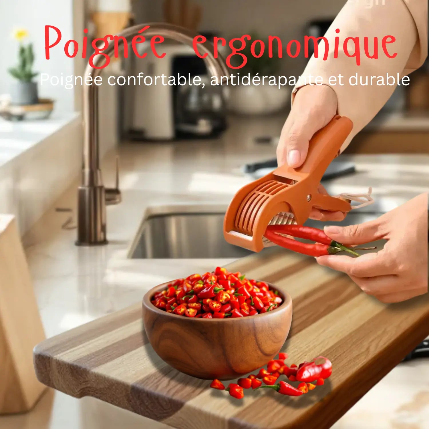 Coupe légumes multifonction poignee ergonomique