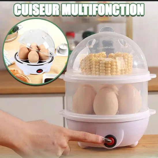 Cuiseur à oeufs à vapeur 110V/220V Multifunctionnel Electric Egg Boiler Double Layers Breakfast Machine 