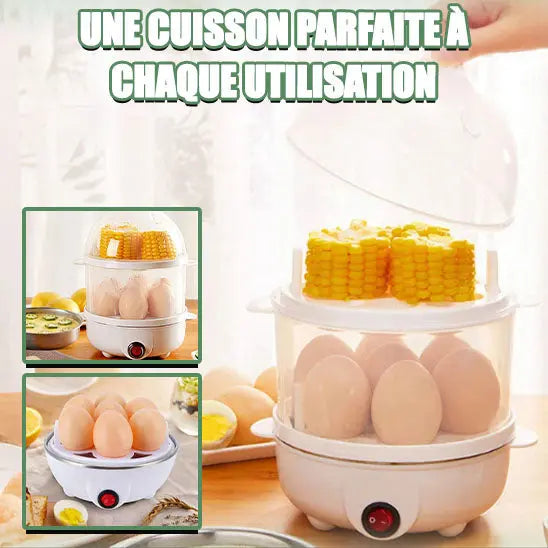 Cuiseur à oeufs à vapeur 110V/220V Multifunctionnel Electric Egg Boiler Double Layers Breakfast Machine 
