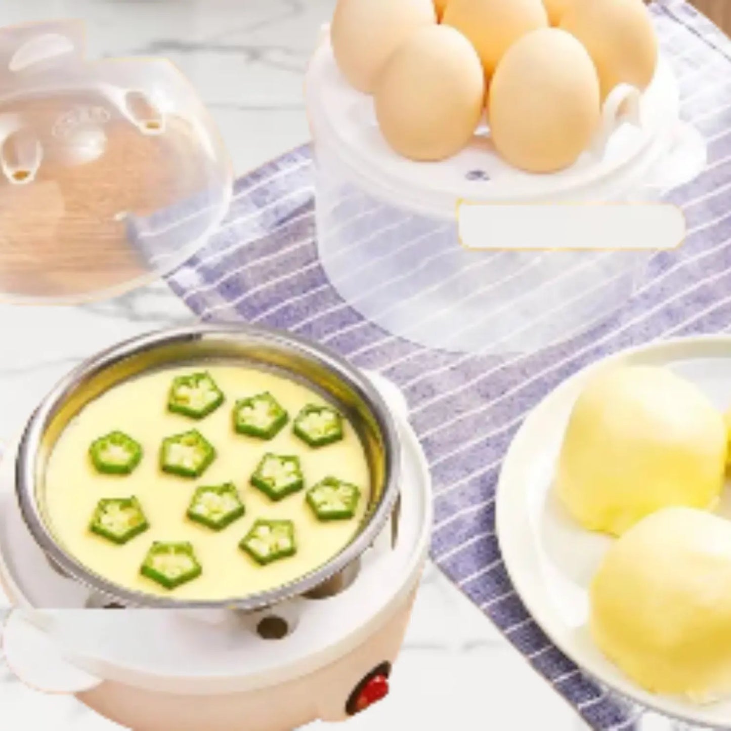 Cuiseur à oeufs à vapeur 110V/220V Multifunctionnel Electric Egg Boiler Double Layers Breakfast Machine