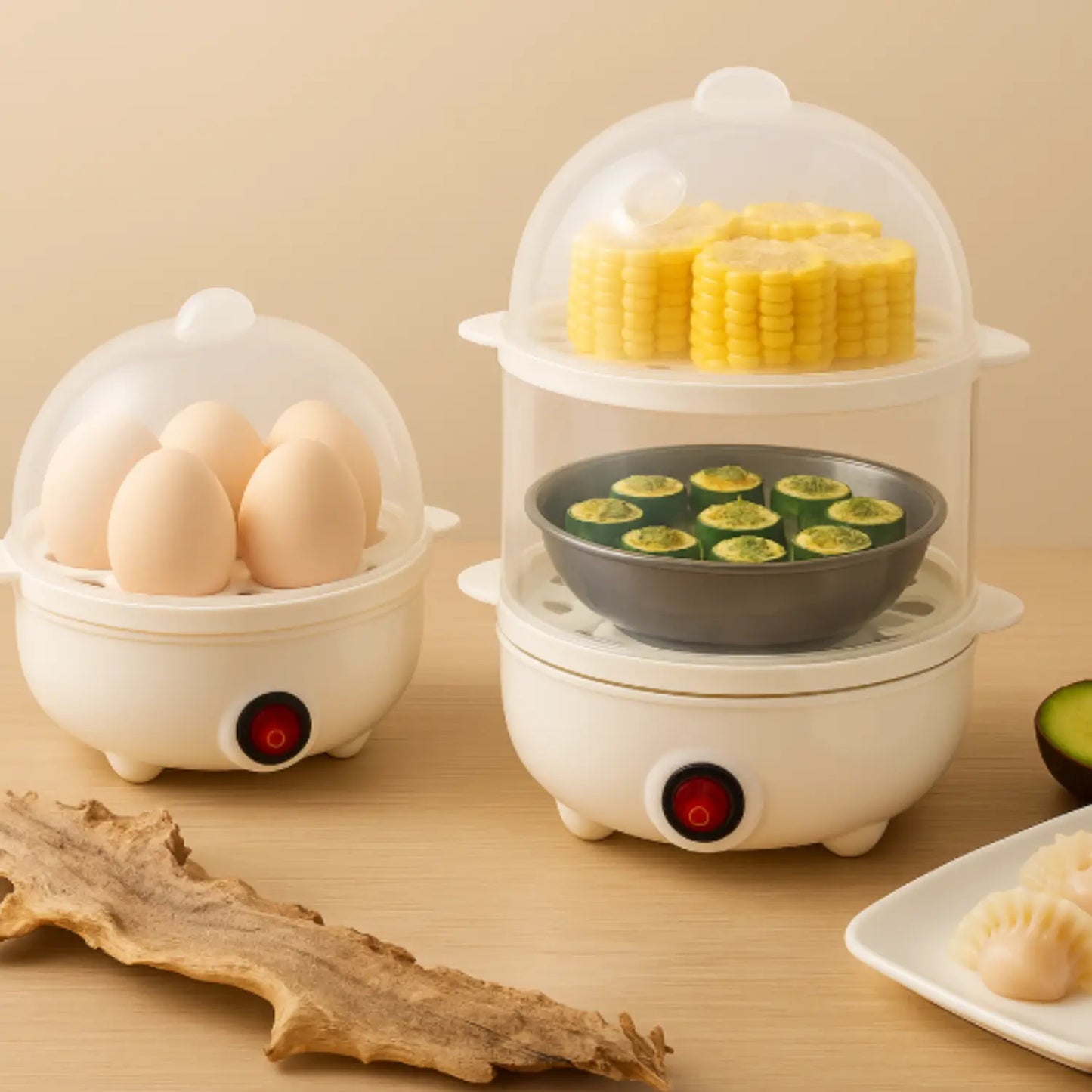 Cuiseur à oeufs à vapeur 110V/220V Multifunctionnel Electric Egg Boiler Double Layers Breakfast Machine 