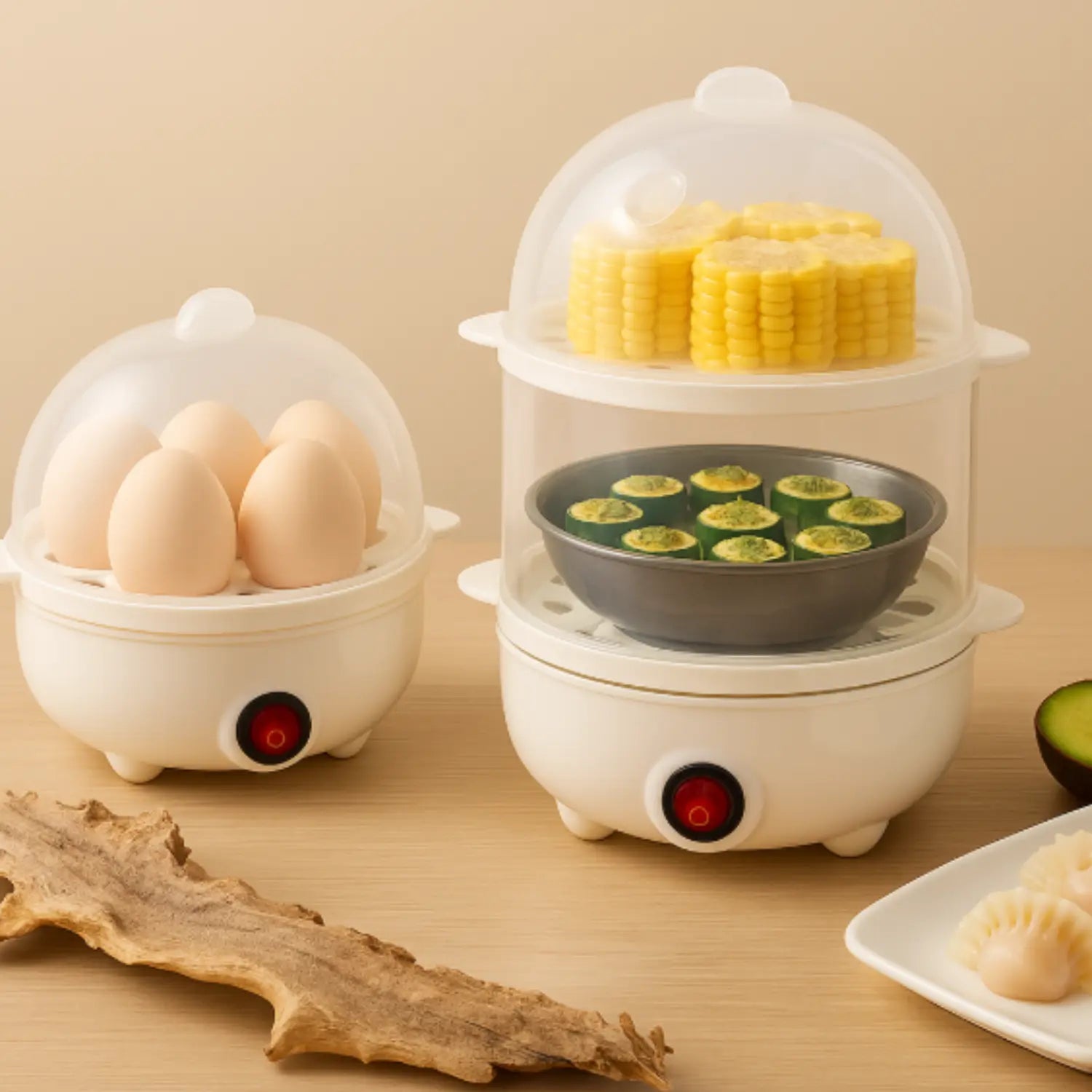 Cuiseur à oeufs à vapeur 110V/220V Multifunctionnel Electric Egg Boiler Double Layers Breakfast Machine 