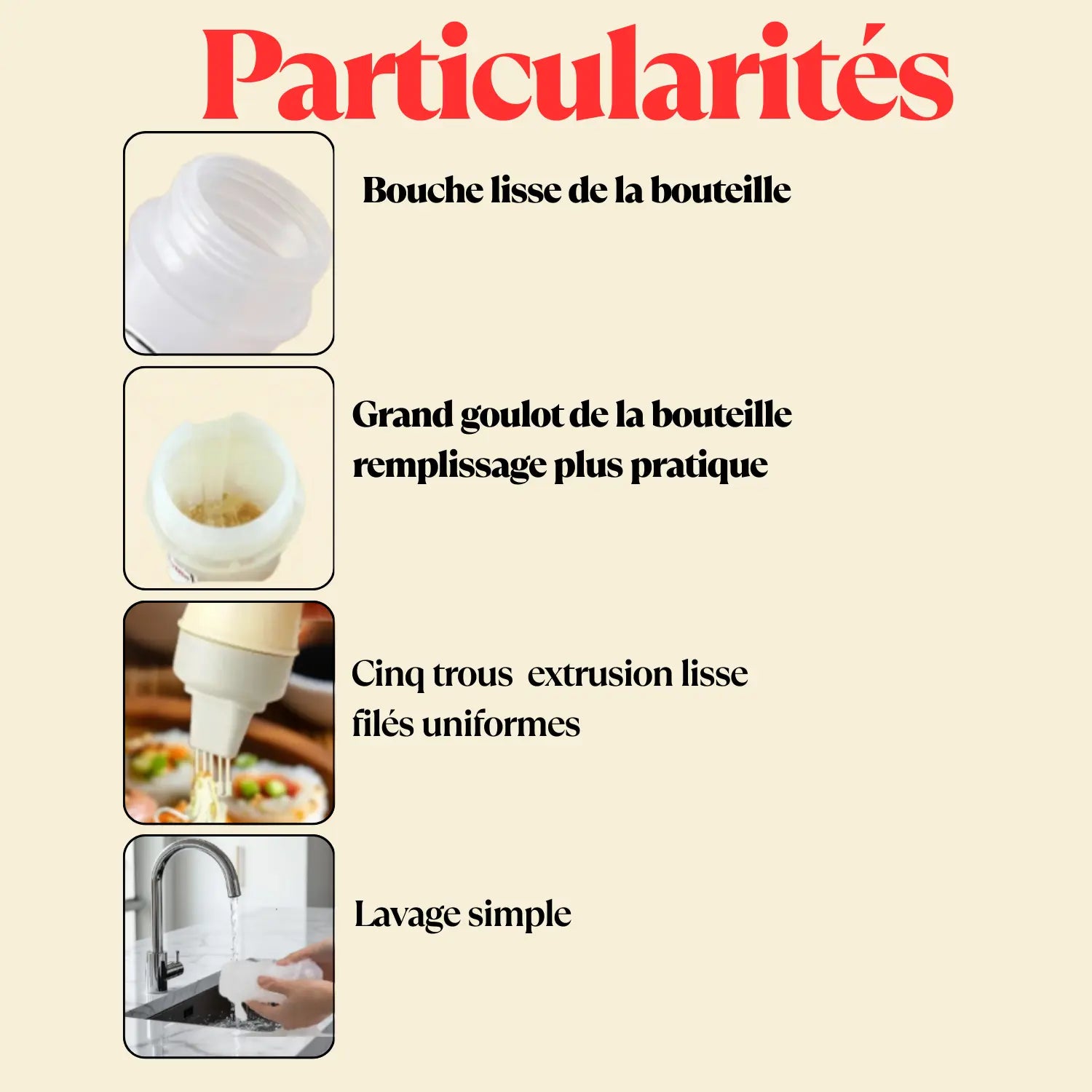 Distributeur de sauce à 5 trous particularités
