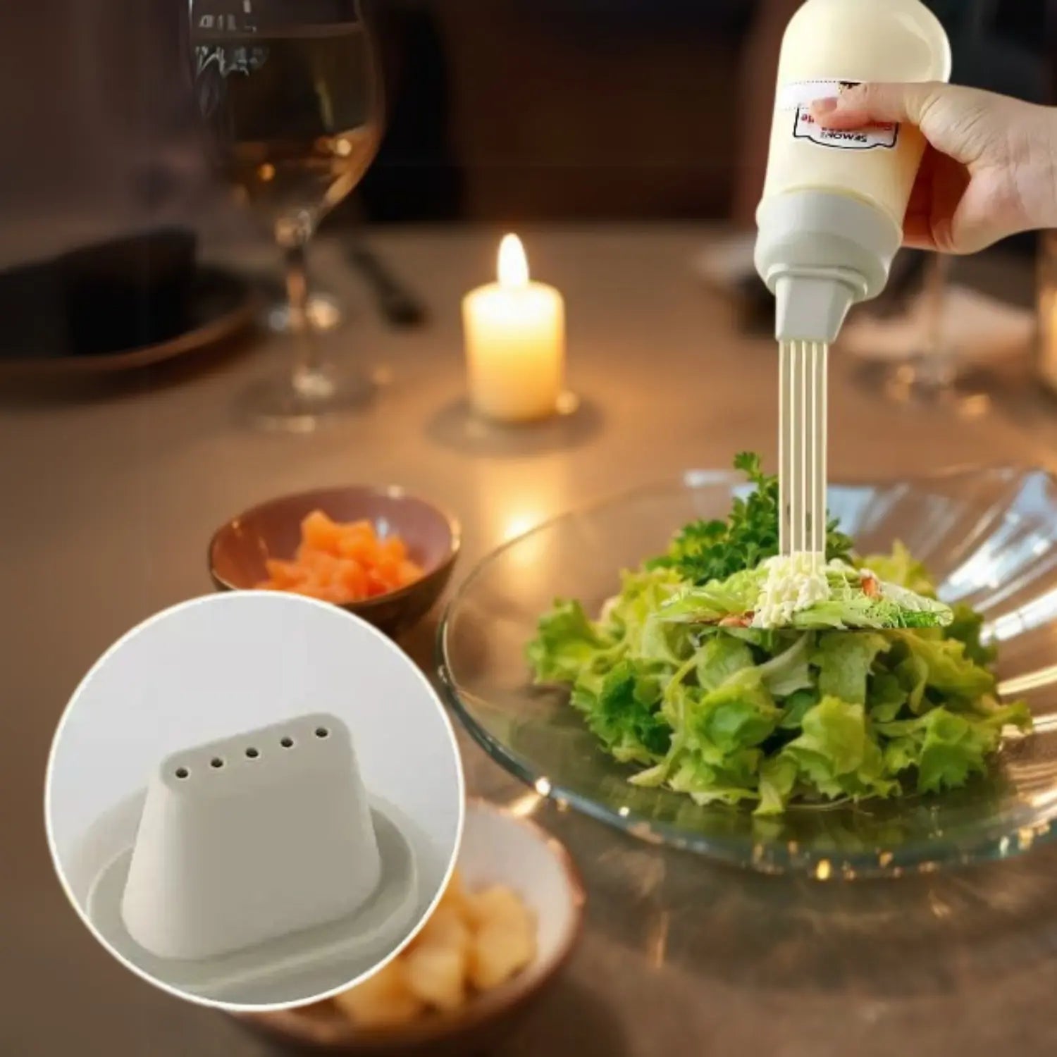 Distributeur de sauce à 5 trous salade