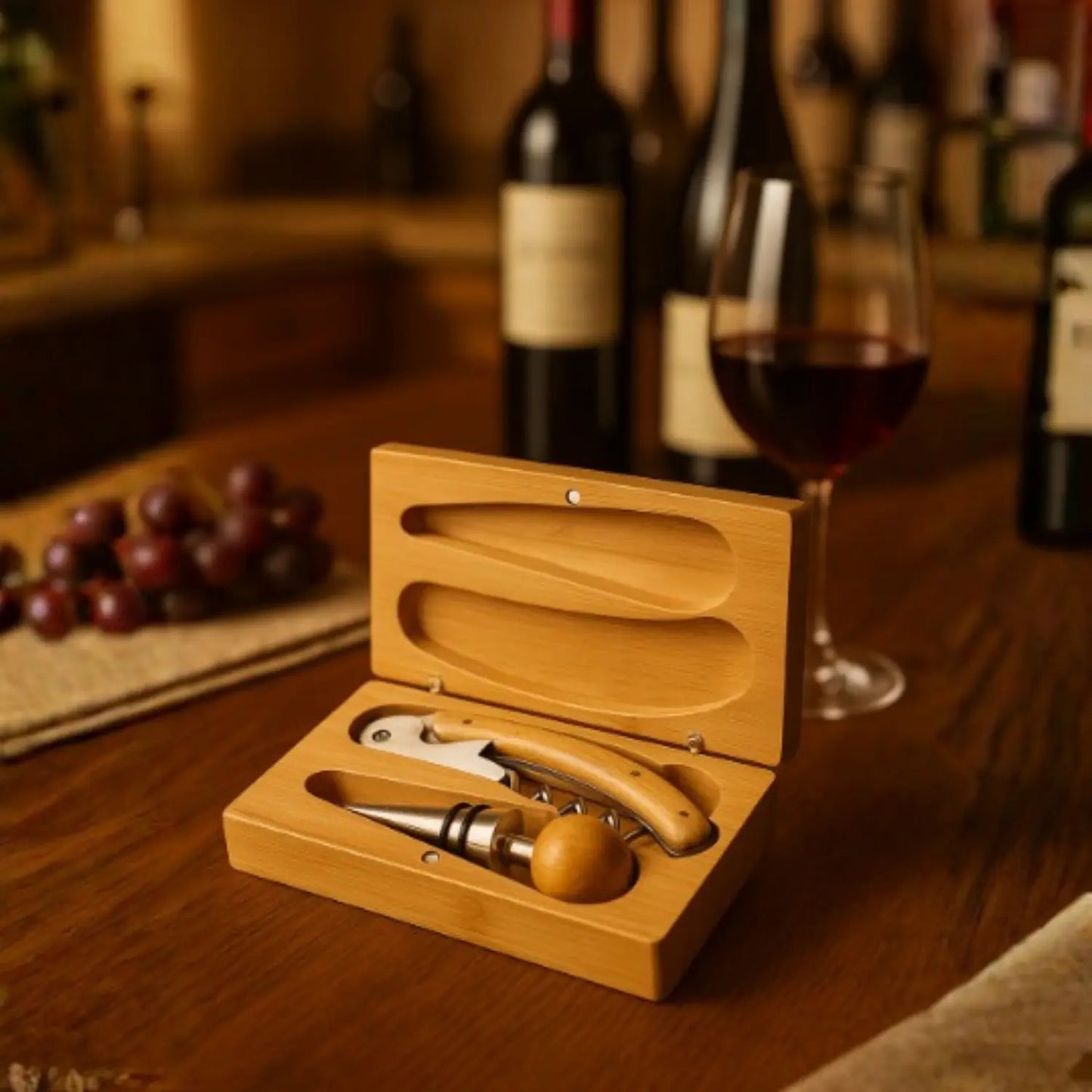 Kit d outils pour le vin  en bambou