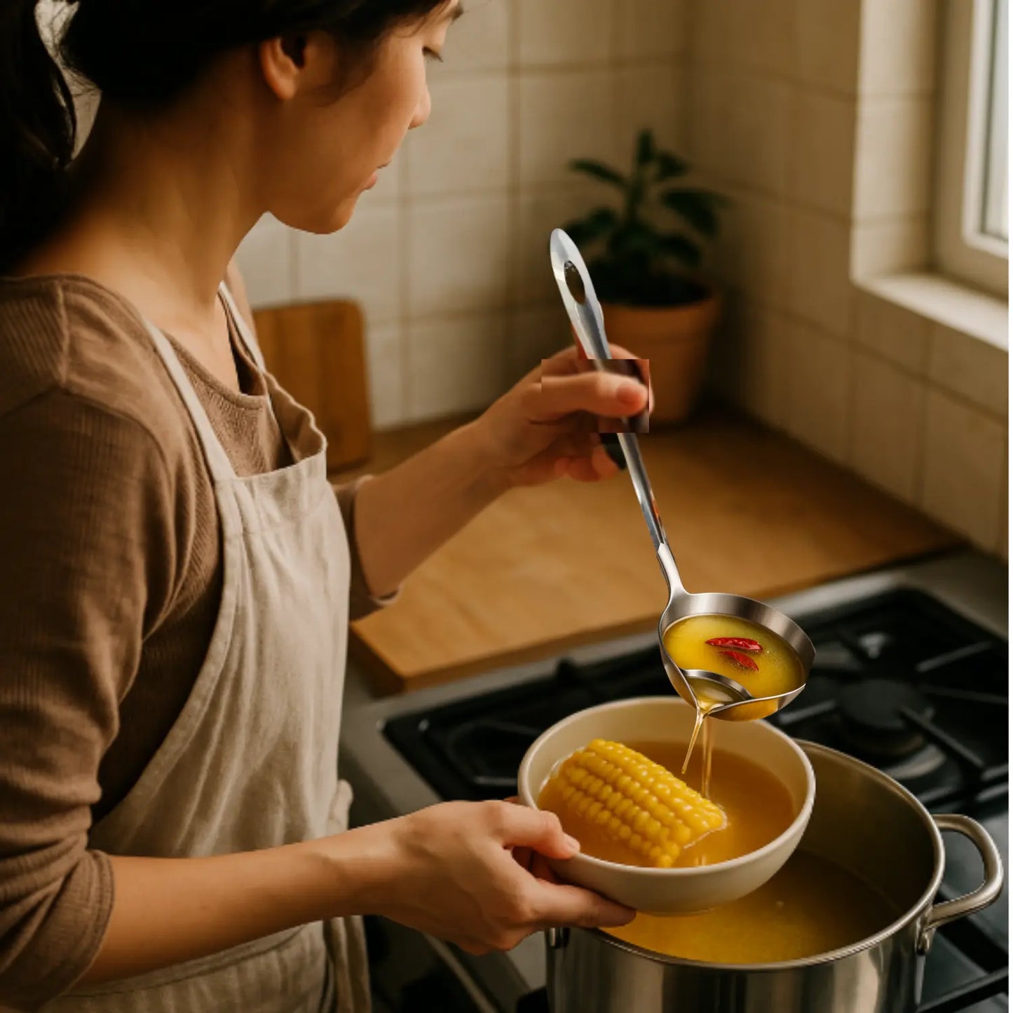 Stainless Steel Oil Separating Spoon Soup Colander Kitchen Gravy Oil Soup Fat Separator Yogurt Oil Skimmer Spoon Kitchen Gadgets Paradis Cuisine