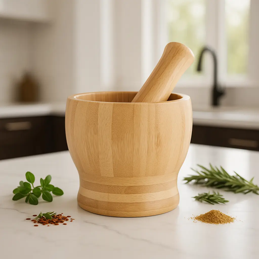 MORTIER ET PILON EN BAMBOU | MORTAR AND PESTLE Paradis Cuisine