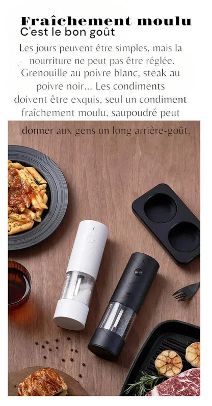 Moulin a sel et poivre electrique fraichement moulu