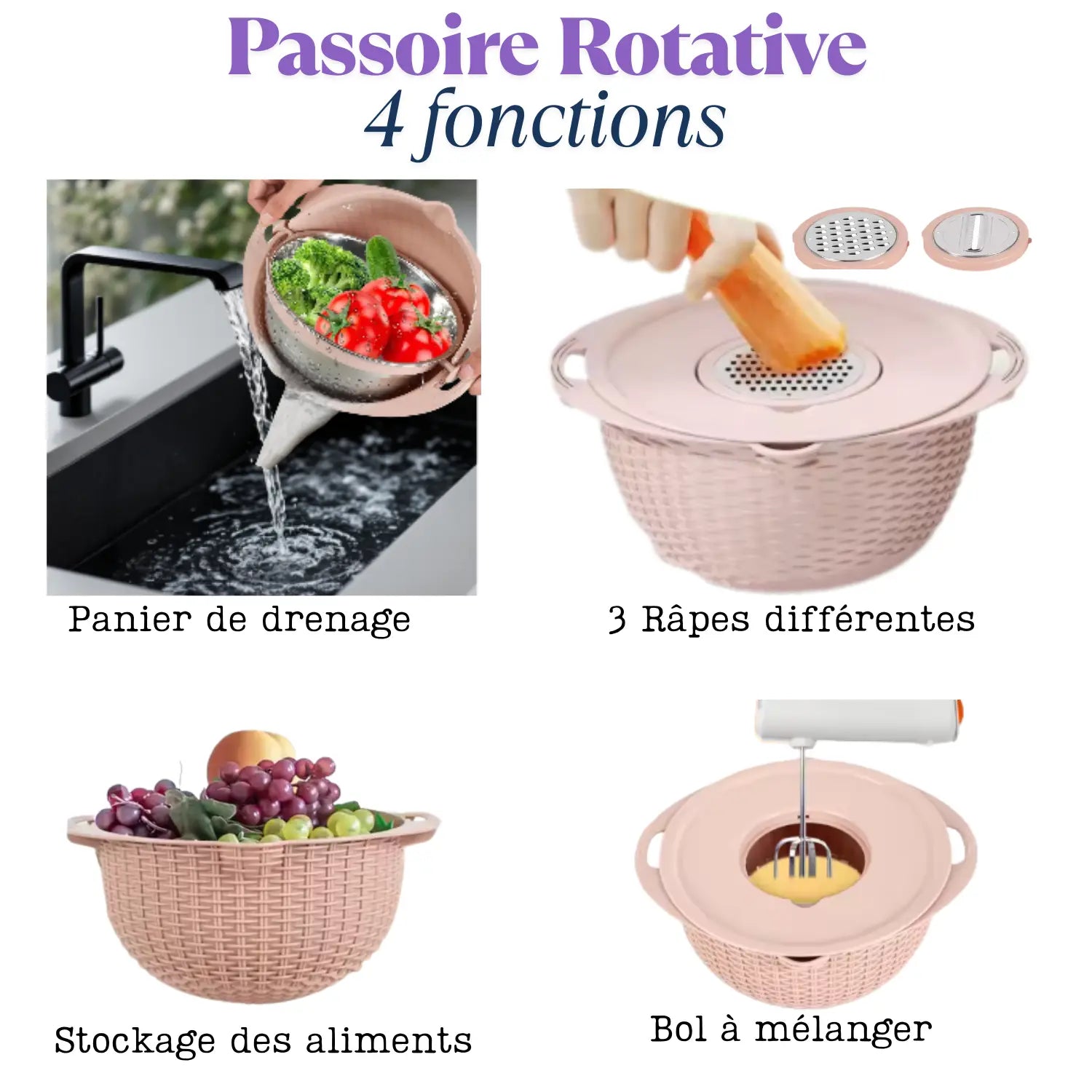 Passoire double couche 4 fonctions