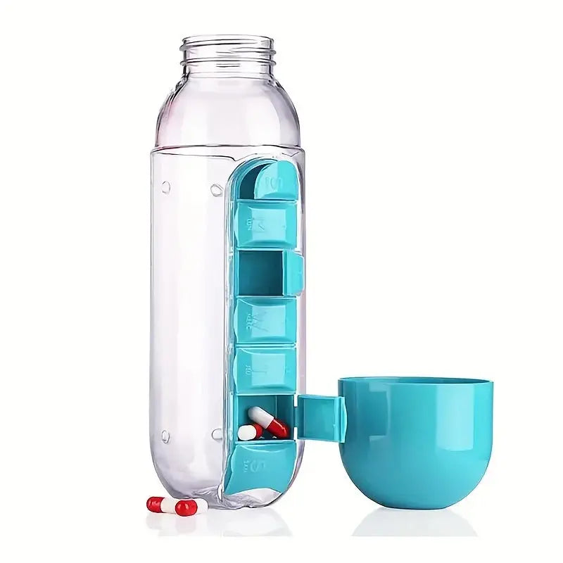 Pillulier Bouteille 2-en-1 bleu