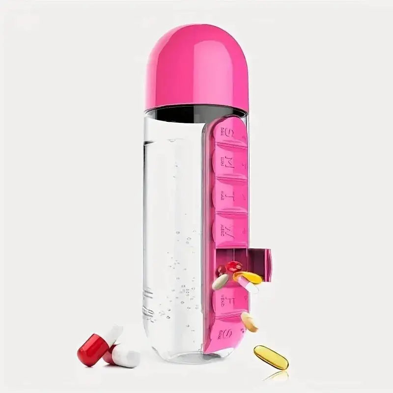 Pillulier Bouteille 2-en-1 rose