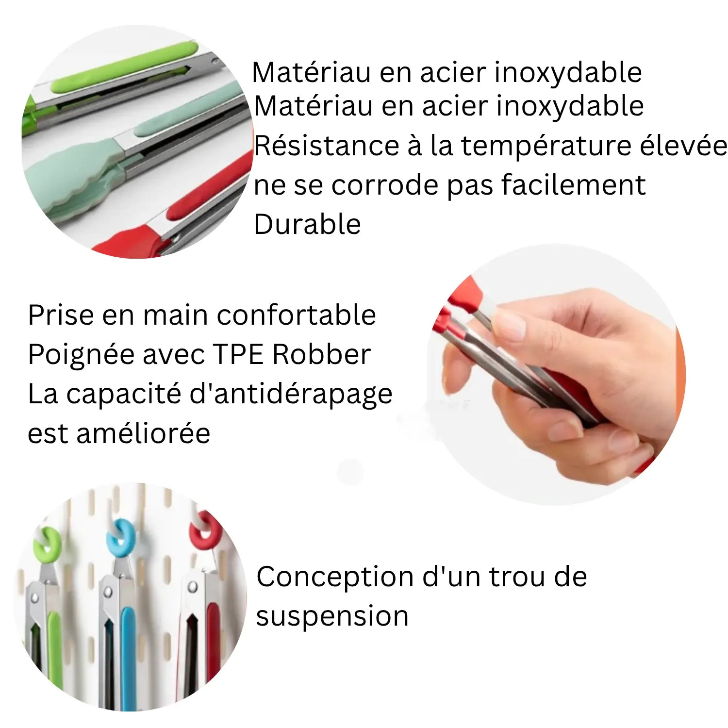 PINCE DE CUISINE EN ACIER ET SILICONE │ PINCE ALIMENTAIRE Paradis Cuisine