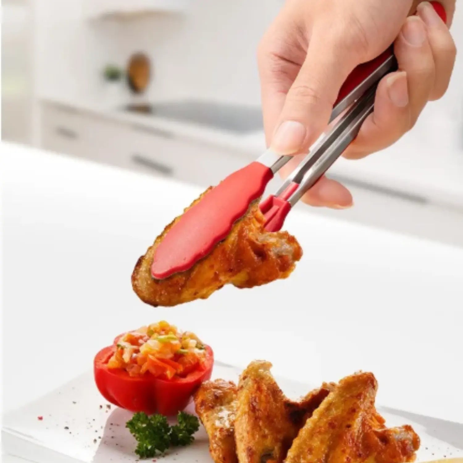 PINCE DE CUISINE EN ACIER ET SILICONE │ PINCE ALIMENTAIRE Paradis Cuisine