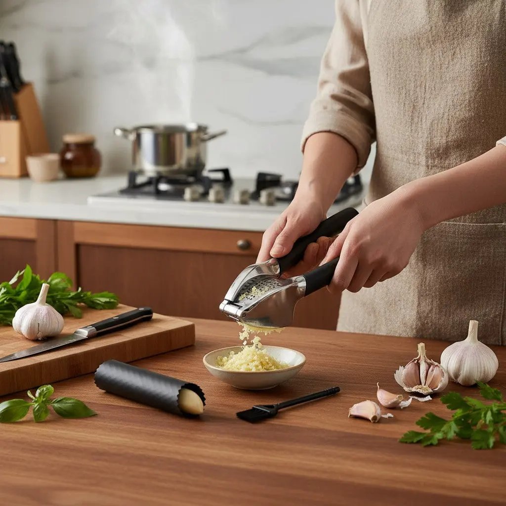 PRESSE AIL À POIGNÉES NOIRES | RUBBER-GARLIC-PRESSER Paradis Cuisine