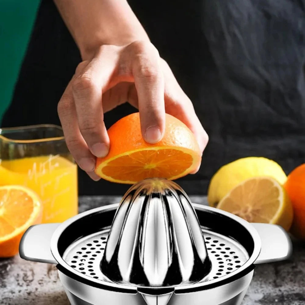 Presse citron  manuel orange  acier inox