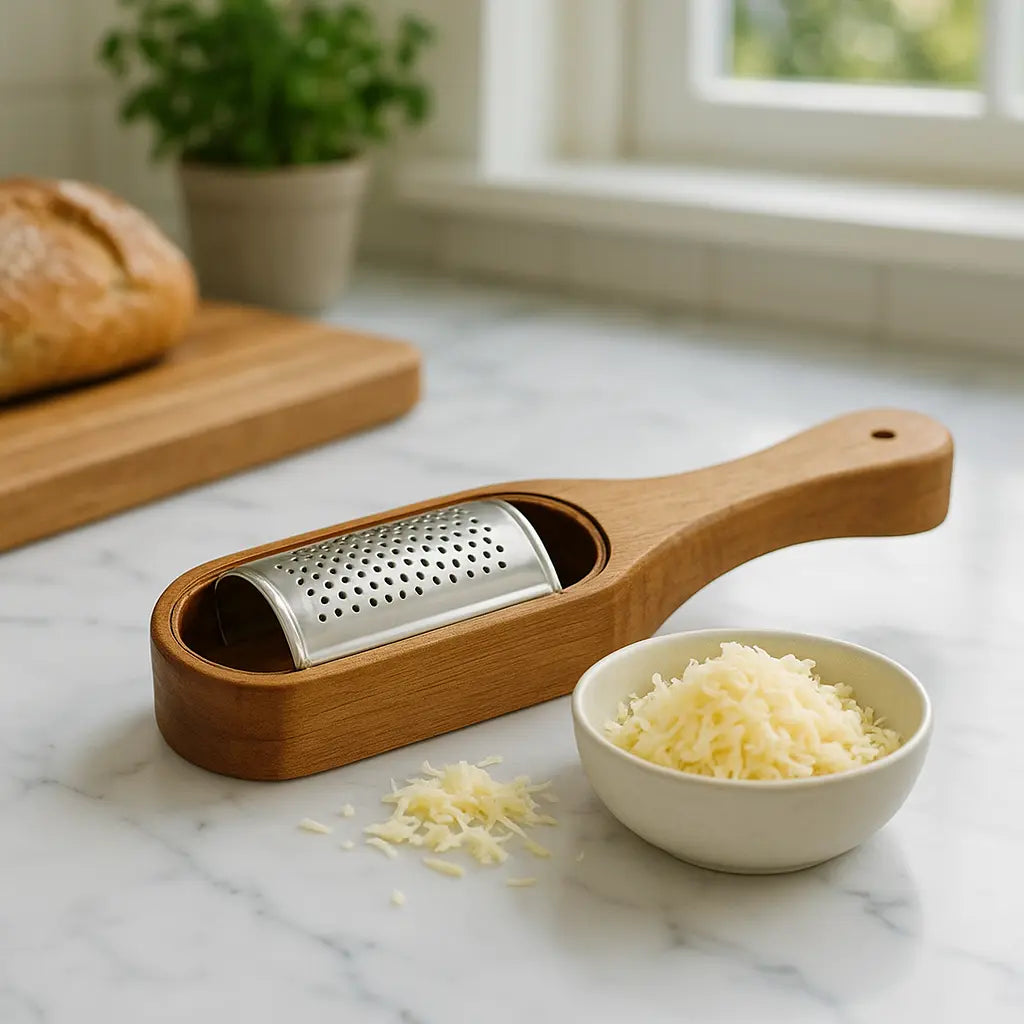 Râpe à fromage en Acacia Collecteur 