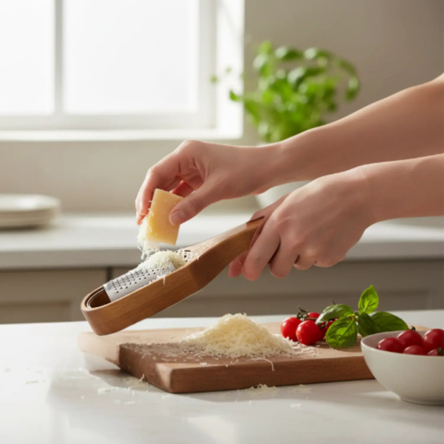 Râpe à fromage en Acacia Collecteur 