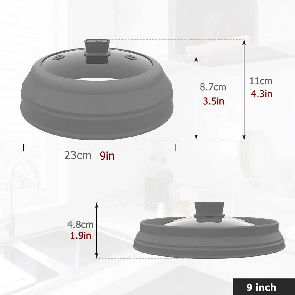 Microwave Splatter Cover Glass Microwave Cover for Food 10.5inch Foldable Microwave Plate Cover Silicone Splash Guard Food Cover Paradis Cuisine