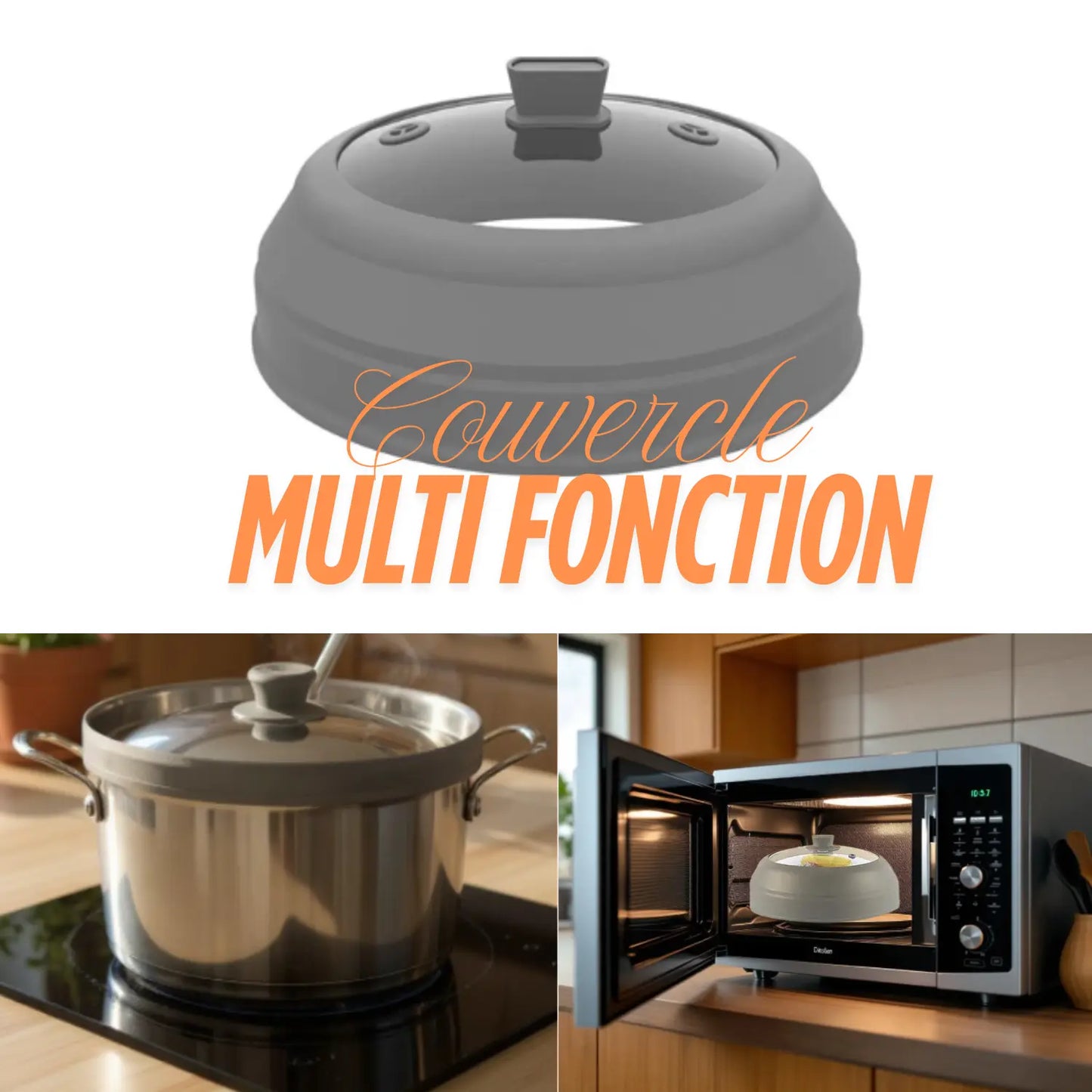 Microwave Splatter Cover Glass Microwave Cover for Food 10.5inch Foldable Microwave Plate Cover Silicone Splash Guard Food Cover Paradis Cuisine