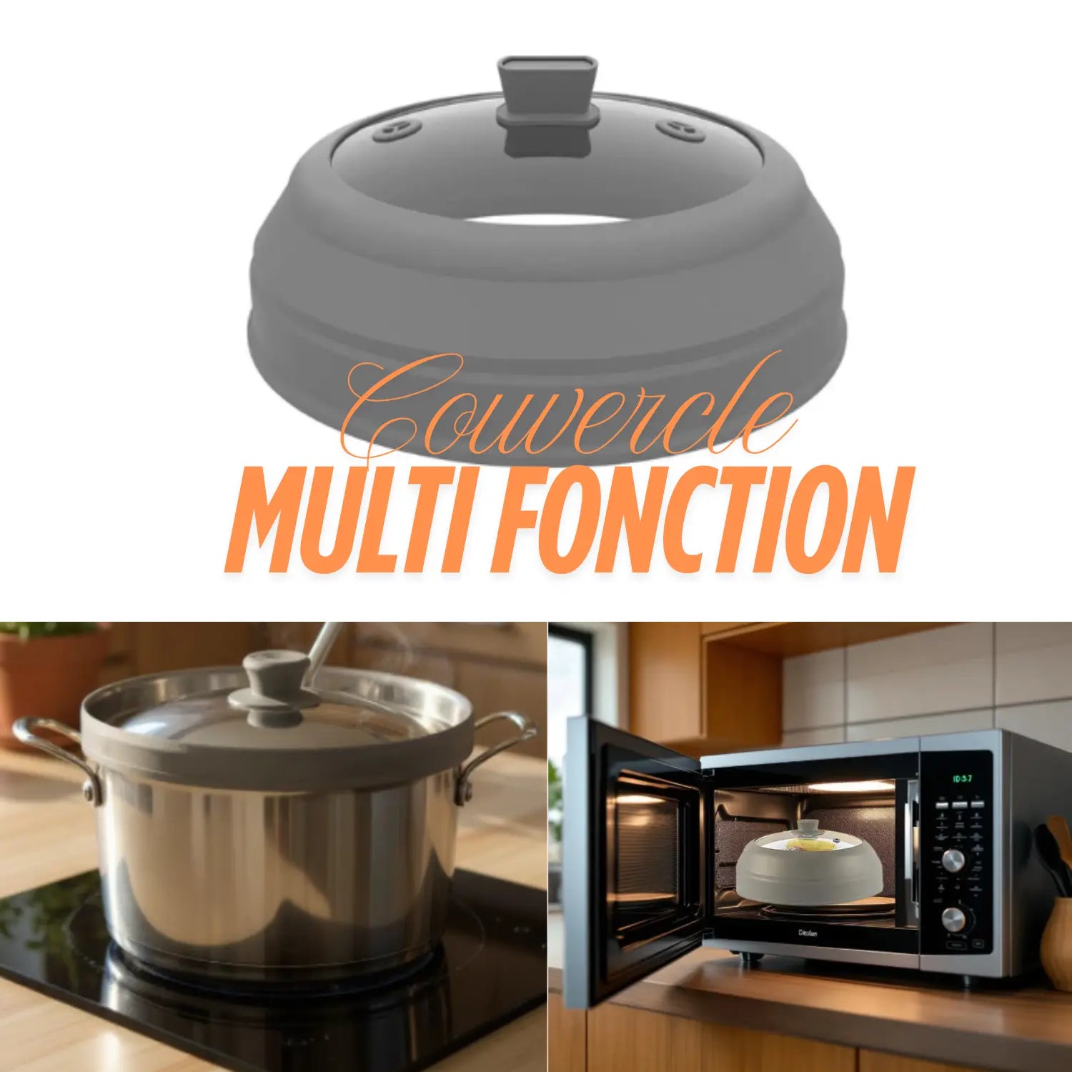 Microwave Splatter Cover Glass Microwave Cover for Food 10.5inch Foldable Microwave Plate Cover Silicone Splash Guard Food Cover Paradis Cuisine