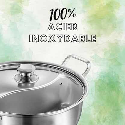 316 Stainless Steel 32cm Divided Hot Pots Fondue Chinese Soup Hotpots Induction Cooker Cooking Pot Twin Divided Paradis Cuisine