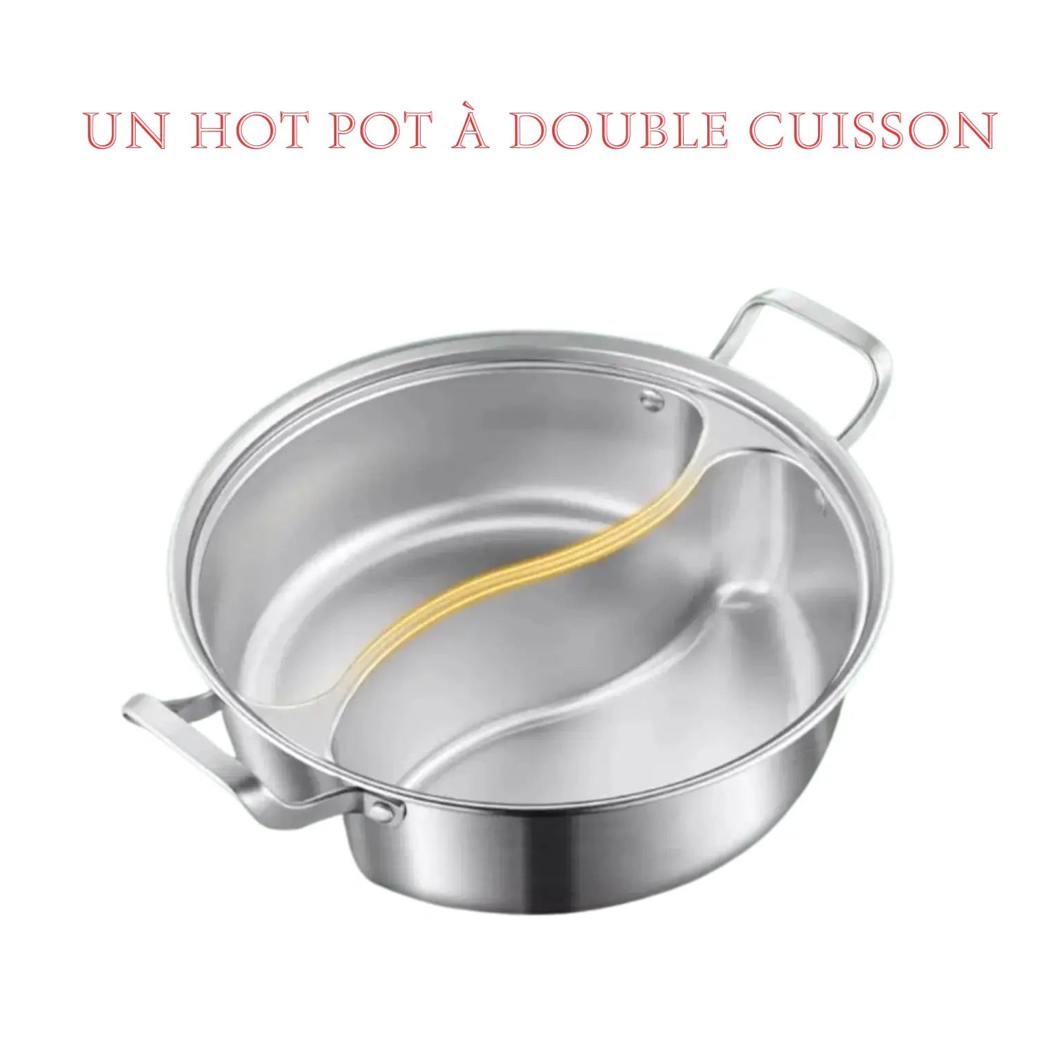 316 Stainless Steel 32cm Divided Hot Pots Fondue Chinese Soup Hotpots Induction Cooker Cooking Pot Twin Divided Paradis Cuisine