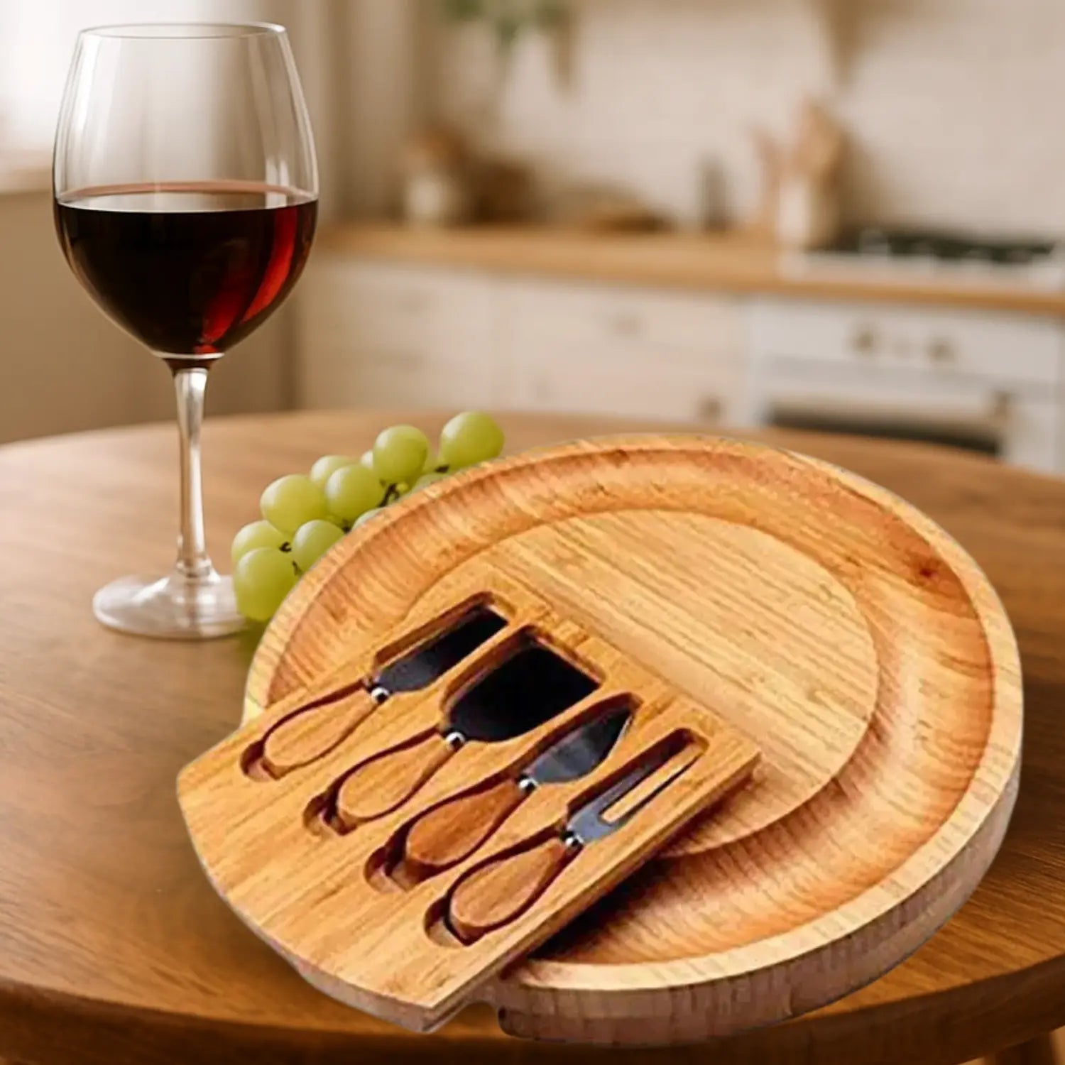 Plateau fromage en bambou avec couteaux - Paradis Cuisine